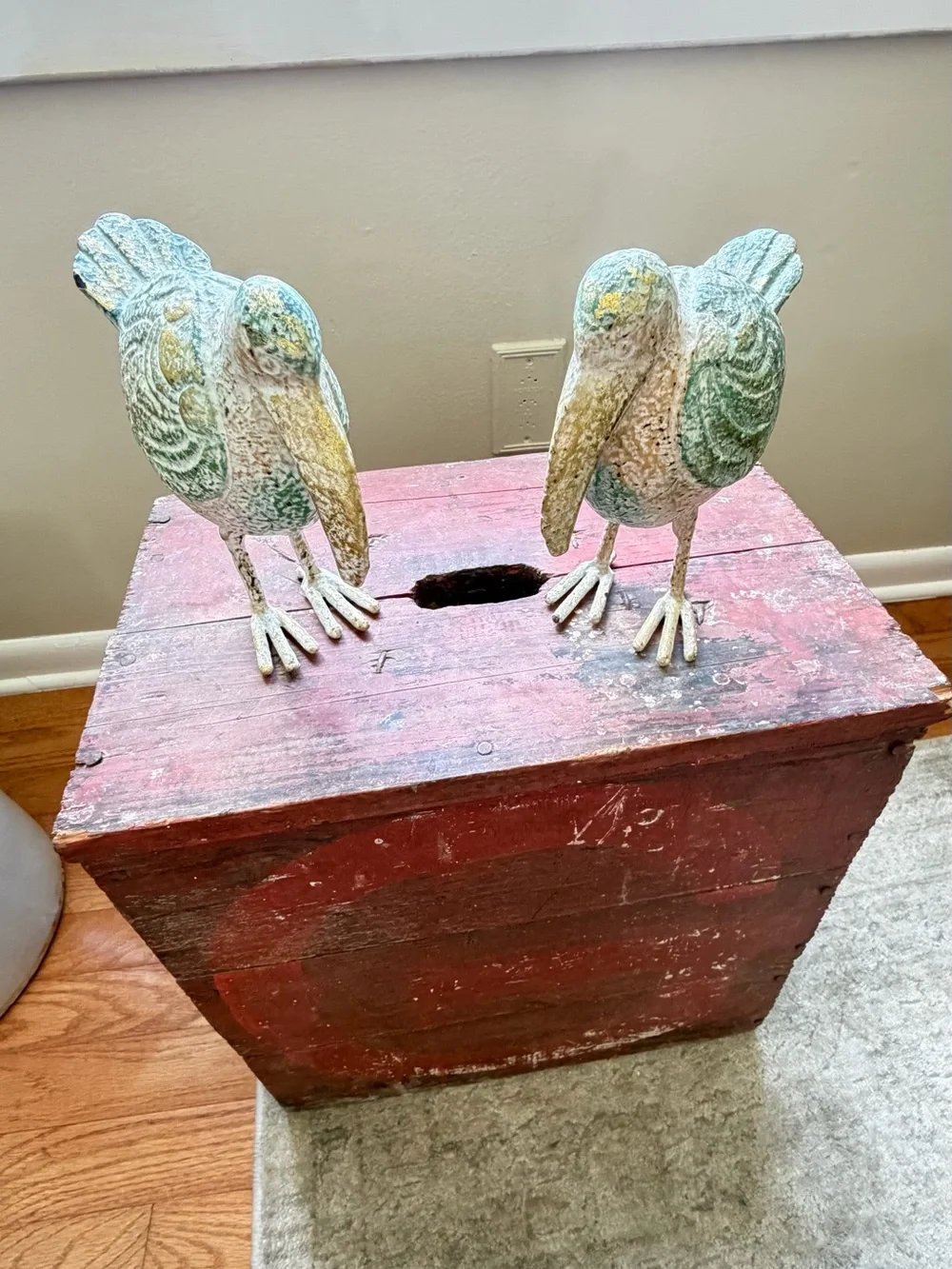 Pottery Barn Painted Coastal Farmhouse. Bird Pair - Green & Yellow Accents